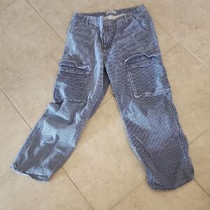 PULL&BEAR Blue Striped Cargo Pants